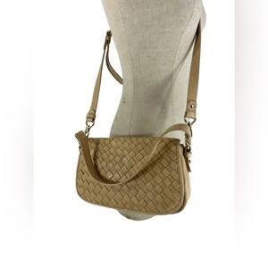 Vintage COLE HAAN beige leather woven shoulder bag crossbody